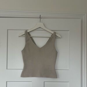 Babaton Ribbed V-Neck Tank Top in Taupe